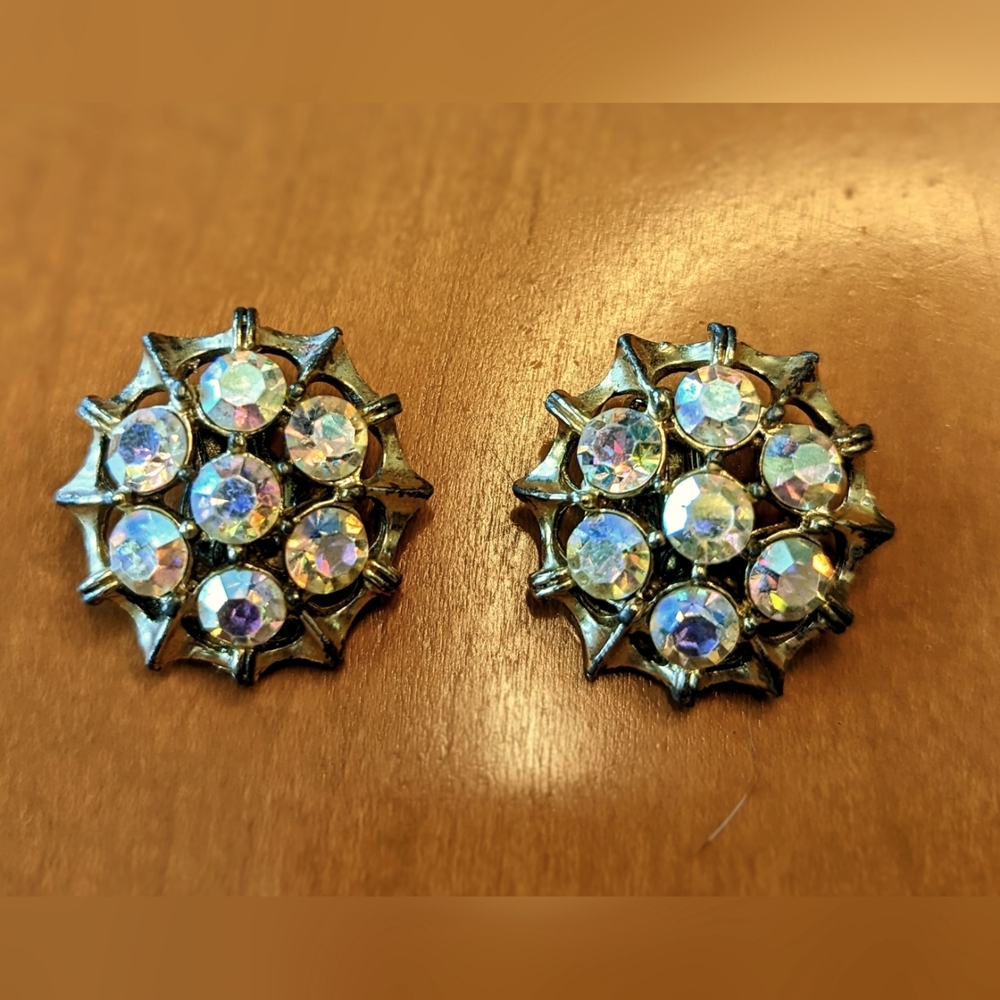 Vintage 1950s Clip-on Gemstone Earrings Madmen